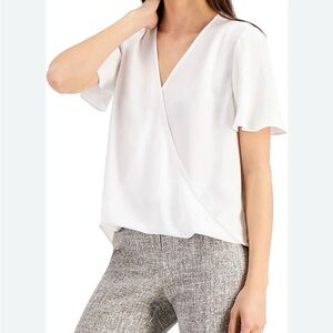 Japna White V-Neck Wrap Blouse